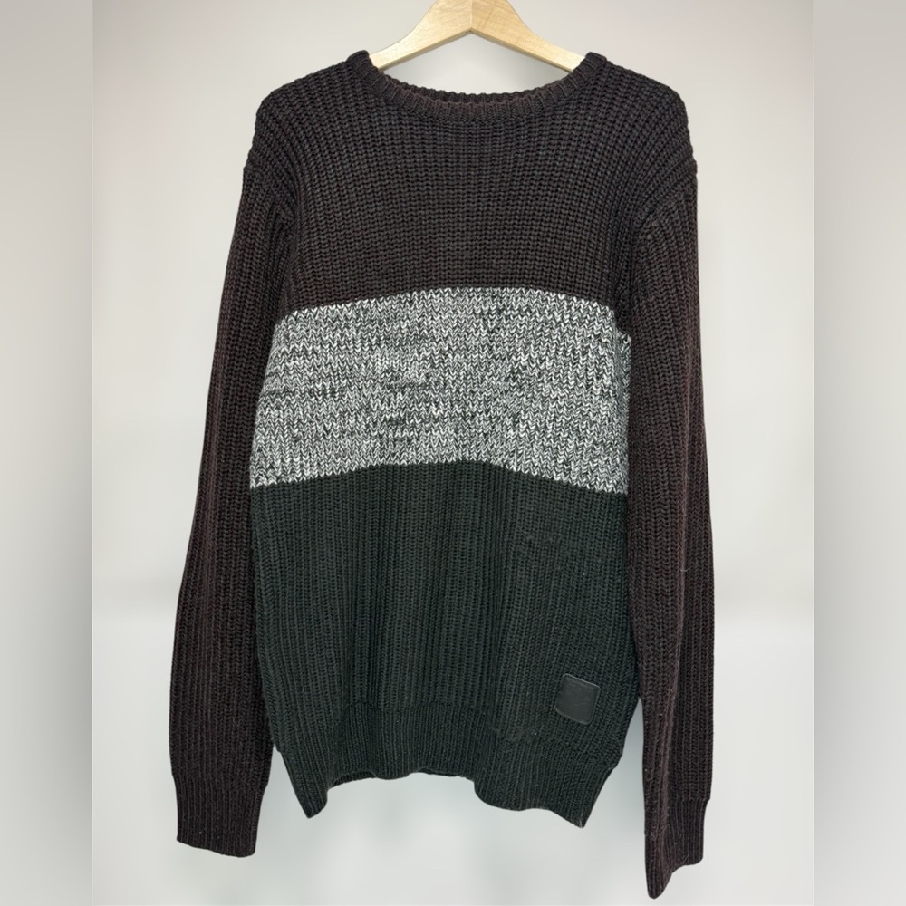 Brave Soul Striped Knit Sweater Black, Red & White Mens Large
